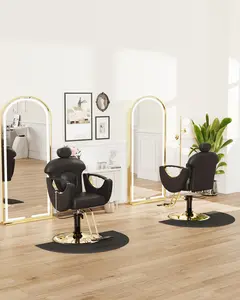 Baasha Reclining Hair Salon Chair, All Purpose Gold Salon Chair for Hair Stylist, Tattoo Chair, Weight Capacity 330 lbs