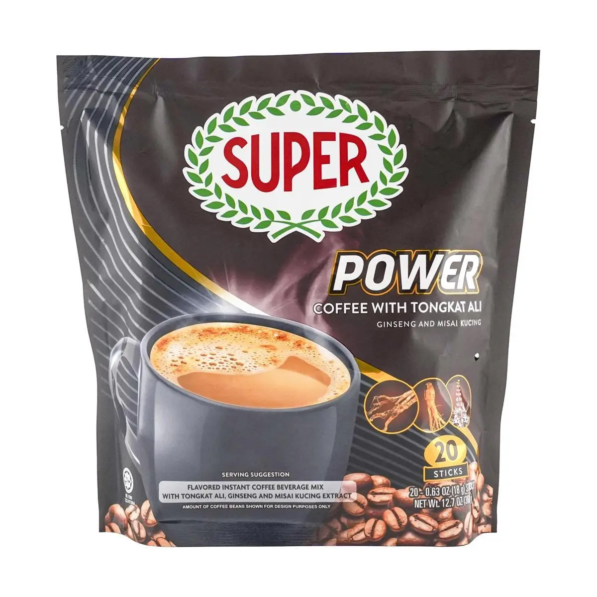 SUPER Singapore 6-in-1 Instant Coffee Mix, 20 Sachets (360g) - Rich & Smooth Blend