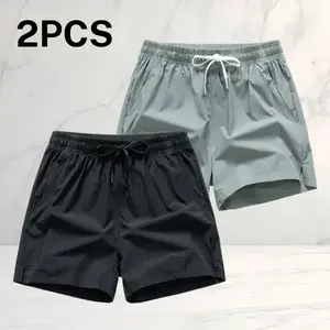 Summer lightweight quick dry two piece shorts set featuring ice silk fabric for breathability and speed drying, a loose fit with a drawstring elastic waistband, suitable for men’s fitness, running, everyday outings, and home leisure. casual tiktokshopspri