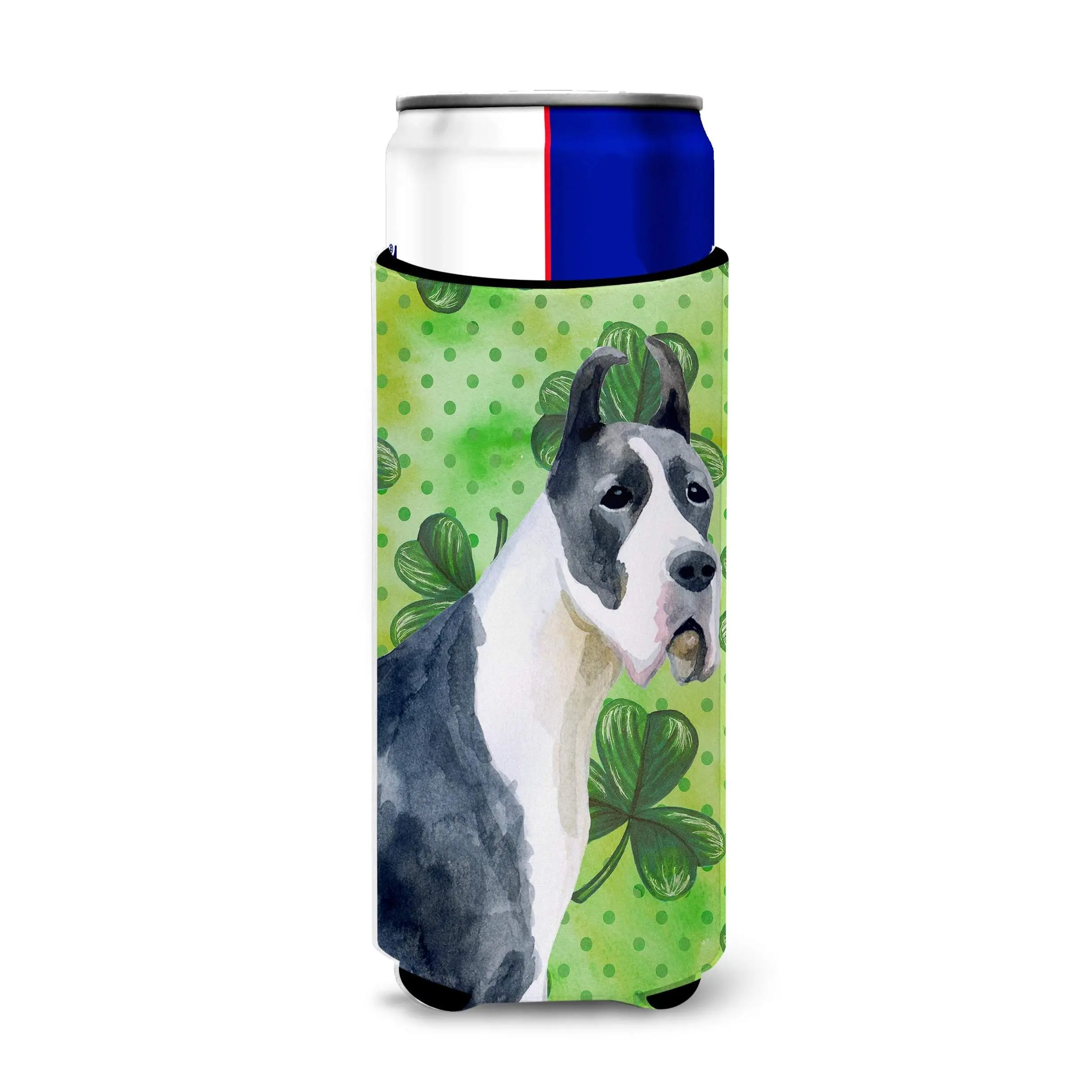 Harlequin KOOZIE Artist Exclusive Great Dane Print 12oz Koozie, Ultra Hugger for Slim Cans, Collapsible Form with Cooling Effect, Model BB9817MUK, Slim Can Hugger