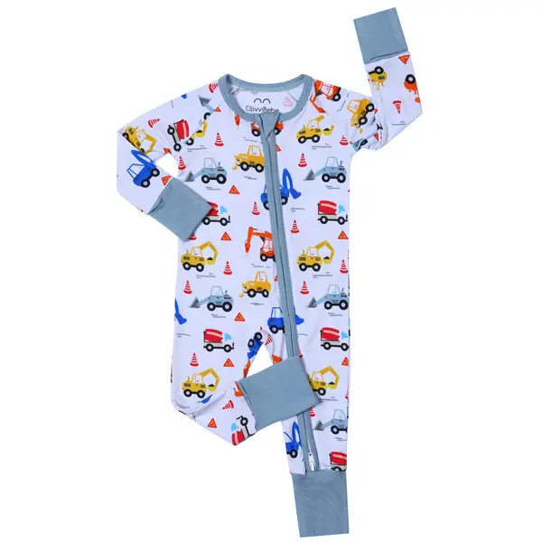 Bamboo Baby Footed Pajamas with Prints Long Sleeve One-piece Romper Pjs Bamboo Sleepers Zip Up Jumpsuit Snug Fit Pajamas Sleepwear for All Seasons, Baby Items, Baby Design Unisex Bodysuits & One-Pieces
