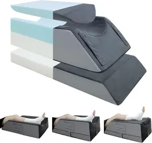 4-Height Adjustable Leg Elevation Pillow with Washable Cover, Post-Surgery Recovery Equipment for Knee/Ankle Swelling and Improved Blood Circulation