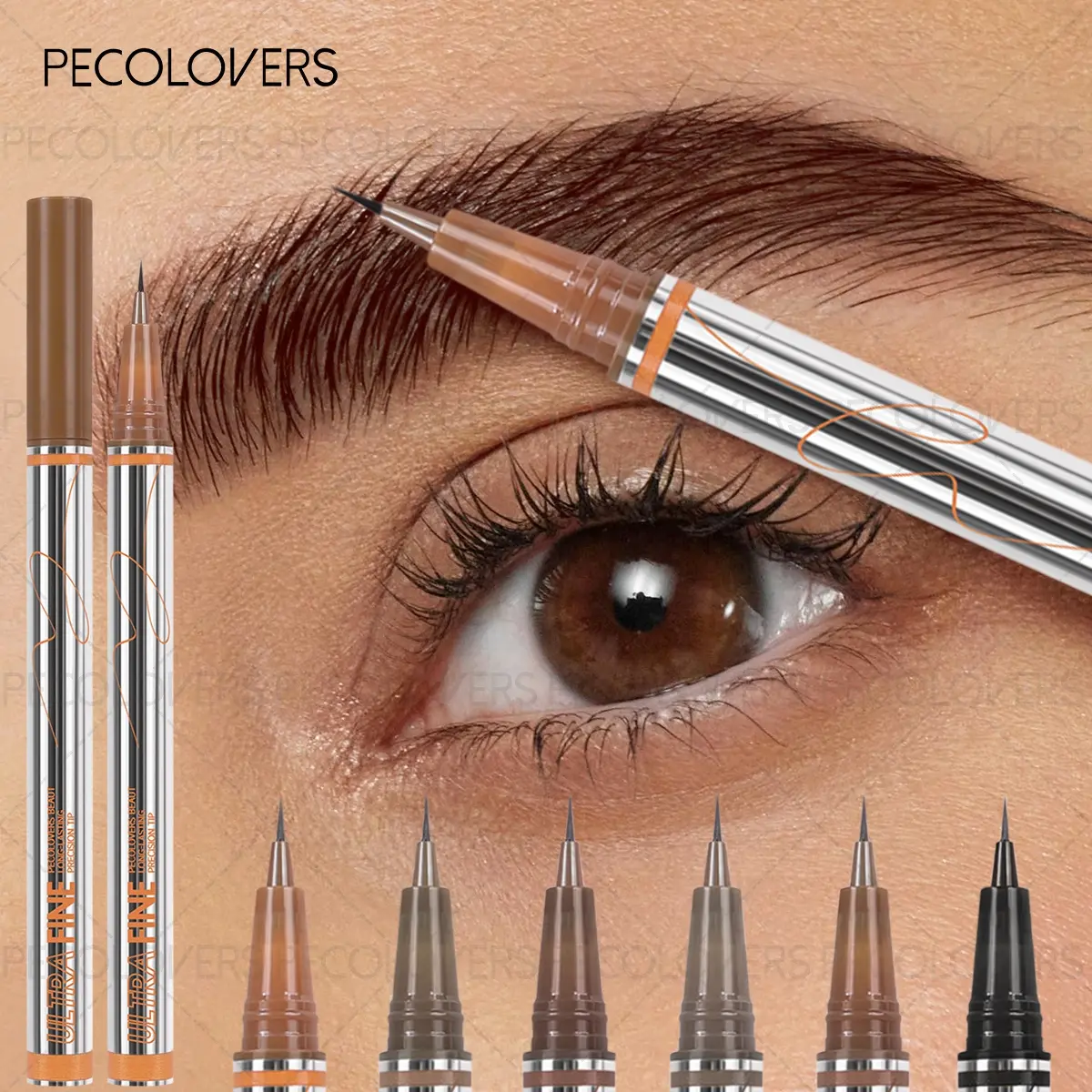 Waterproof Liquid Cosmetic Eyebrow Pencil, Eyebrow Makeup Products - Sweat-Proof, Long-Lasting Microblading Makeup for Brows & Eyeliner, 2-in-1, Extra Slim Tip, Smooth Application, 4 Colors