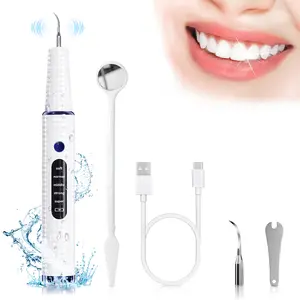 LED Teeth Cleaner Kit Oral Plaque Remover Electric Teeth Cleaner with 5 Adjustable Modes Tartar Remover for Teeth Dental Calculus Removal Kit Powerful Plaque Defense, with LED Light, Ultrasonic Teeth Cleaner Kit for Home Use