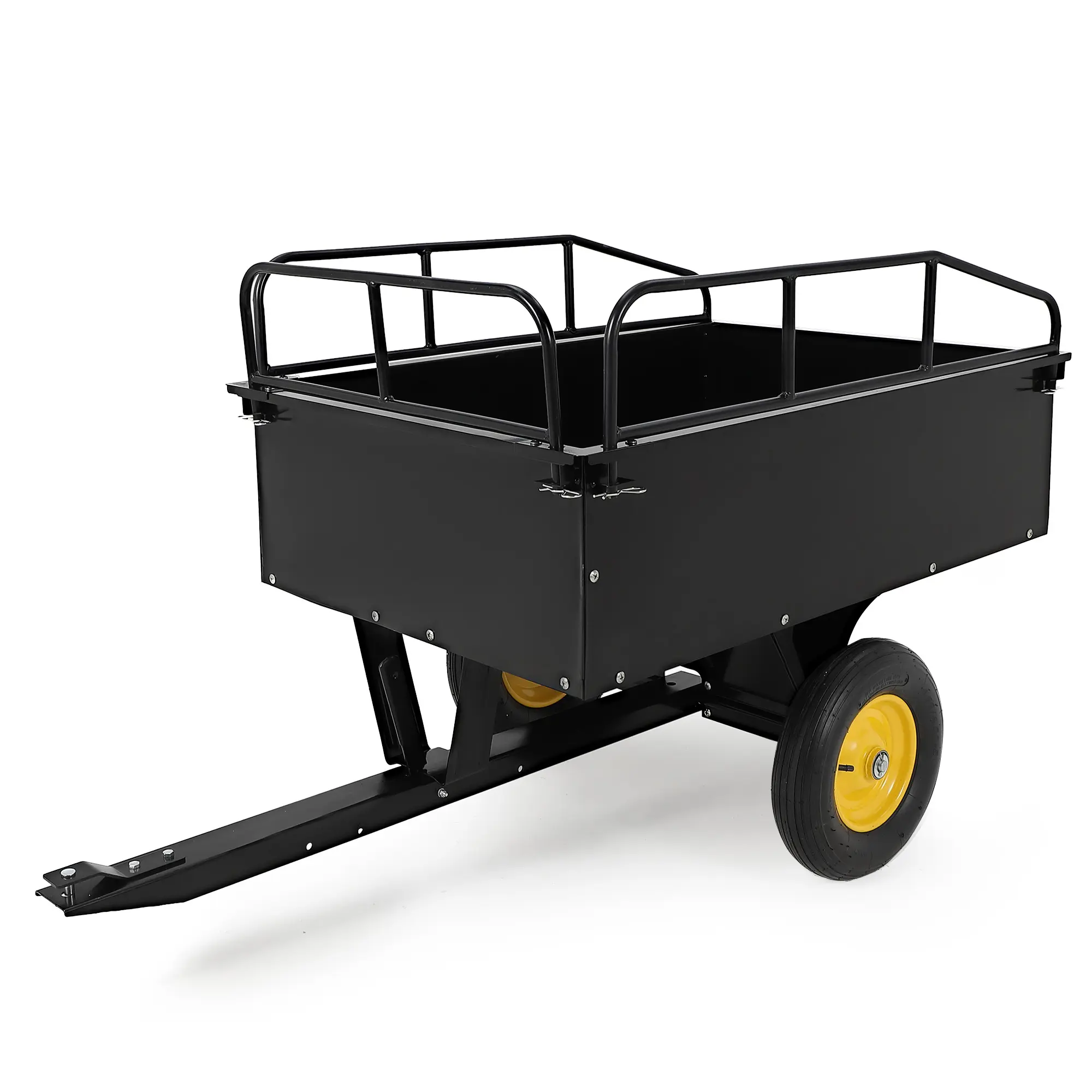 Heavy Duty Steel Utility Dump Trailer, 15 Cu.Ft Tow Behind Garden Cart, Removable Sides, 750 lbs Capacity, Pneumatic Tires, Manual Dump for Yard Waste, Mulch, Firewood, Landscaping
