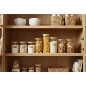 Glass Pantry Storage Jars with Airtight Bamboo Lids – Set of 6