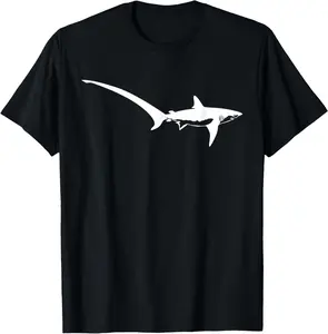 100% Cotton Thresher Shark Silhouette Simple Shark Design T-Shirt