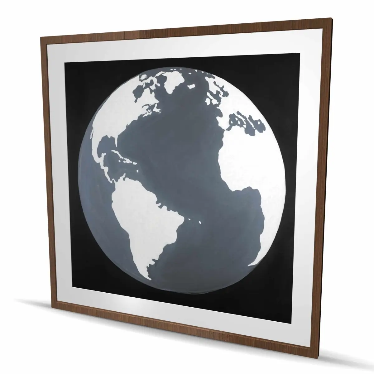 Begin Home Decor C1FM4848OJH9R0 48 x 48 in. Earth Satellite View - Blue Astronomy Framed Matted Print Wall Art
