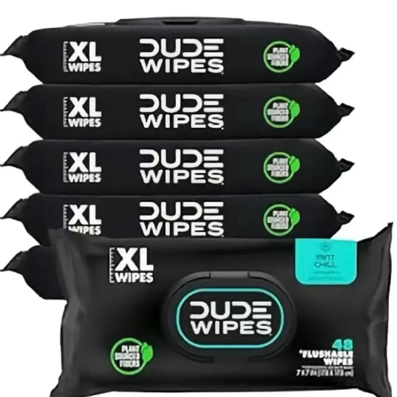 Dude Wipes Flushable XL Wipes Extra Large Fragrance-Free 480 ct. Gentle Hypoallergenic with Aloe Vera Vitamin E & B5 Moisturizing Formula Toilet Unscented