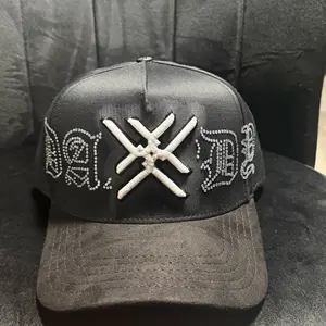 Dandy Hats X JC Hats Checkmate Now - Black Baseball Cap with White Cross Design and Rhinestone Embellishments
