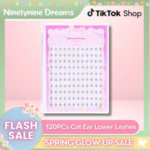 Ninetynine Dreams 120PCs Cat Ear Lower Lashes | C Curl Ultra-Thin Band Lightweight 6–7mm Soft Comfortable Spiky Anime Douyin Style Bottom Lashes — Beginner Friendly Makeup Essential DIY Bottom False Eyelashes