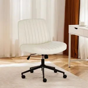 Height Adjustable Criss Cross Chair - Armless Desk Chair No Wheels Cross Legged Office Chair Wide Swivel Home Office Desk Chairs
