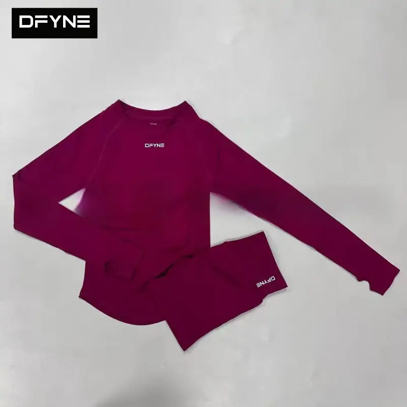 DFYNE Seamless Sculpt Long Sleeve Gym Top| Fitted Matte Nylon Workout Shirt for Women, Stretch Activewear