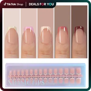 French Tip Press On Nails, 150Pcs French Gel Nail Tips Short Square, Soft Gel Pre-shaped No Need to File 3 in 1 Tips, Fake Nails for Nail Art DIY Extension Designs dealsforyoudays