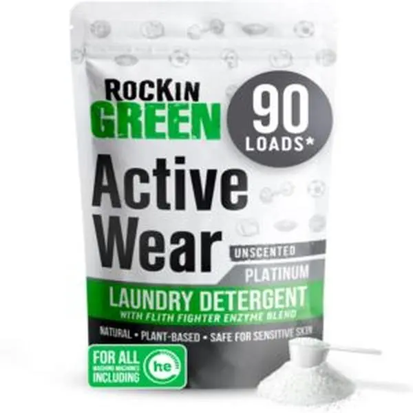 Concentrated Plant-Based Unscented Laundry Detergent Powder - Vegan, Biodegradable, Odor Fighter, Clean, Safe for All Skin Types, Fits Activewear, 45oz, 90 Loads, Activewear90LoadsPowderFre