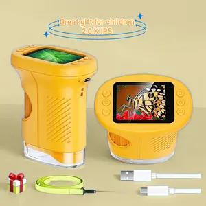 Handheld Microscope for Kids, 1000X Magnification, 4K 2.0" Screen Photo & Video Camera, Rechargeable Portable 2-Hour Use, STEM Toy Gift for Ages 3+ (National Children's Day, Birthday Present)