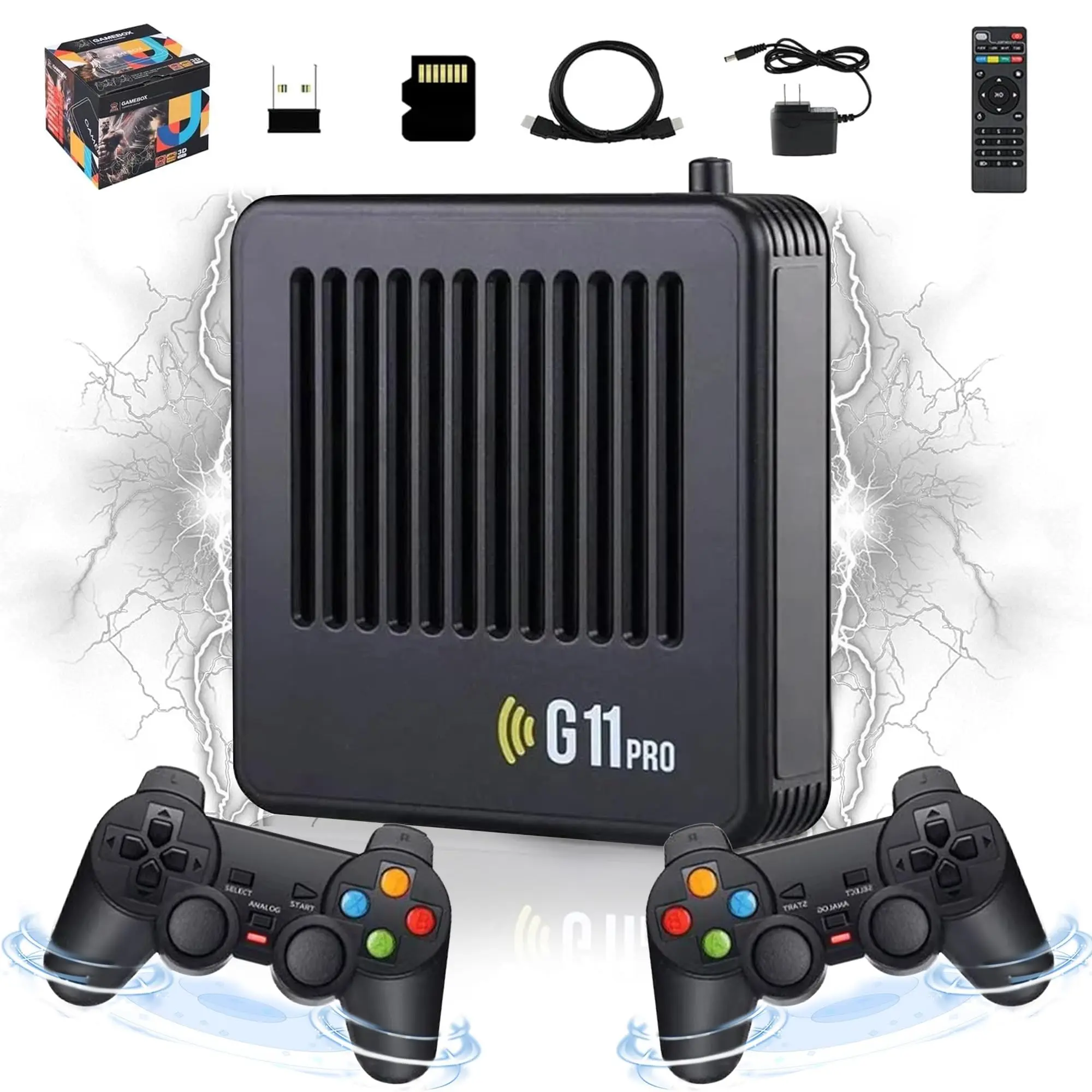 G11 Pro Retro Gaming Console Compatible with  40000+ Games 40+ Emulators,Emuelec 4.3 System,4K Game Stick with Controllers,Plug & Play Video Games for TV,Download/Collect Gaming/Save Progress (64G)