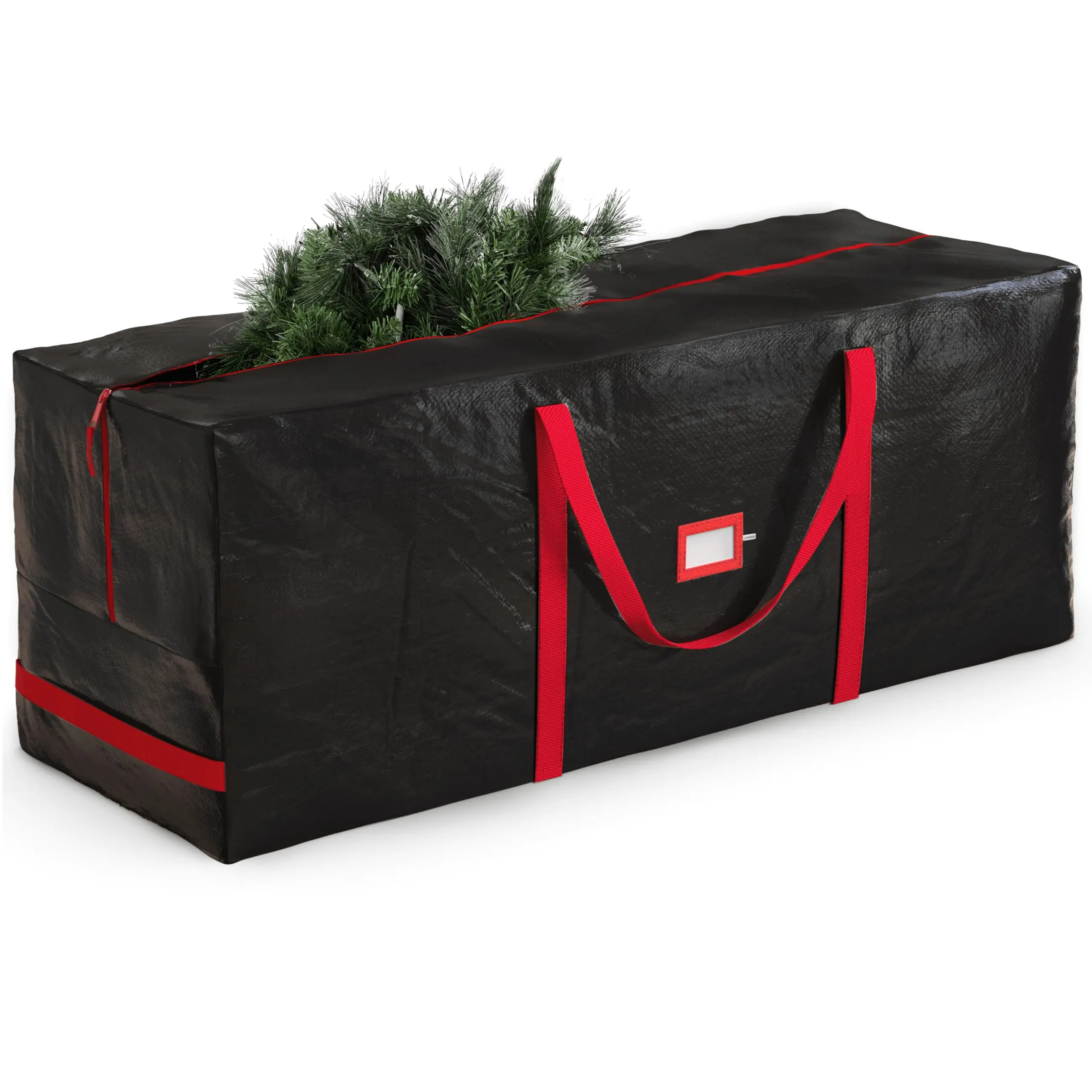 Zober Christmas Tree Storage Bag - Artificial Trees - Plastic, Waterproof Christmas Tree Bag For Storage Box For Xmas - Strong, Durable Handles - Label Card Slot
