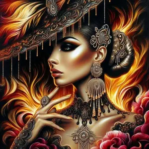 1pcs 5D DIY diamond painting kit, 5D diamond art kit, DIY decoration, dazzling flames, gorgeous ornaments, red roses diamond painting kit full round drills DIY, mosaic, diamond art, DIY home decoration, suitable for Halloween and Christmas.