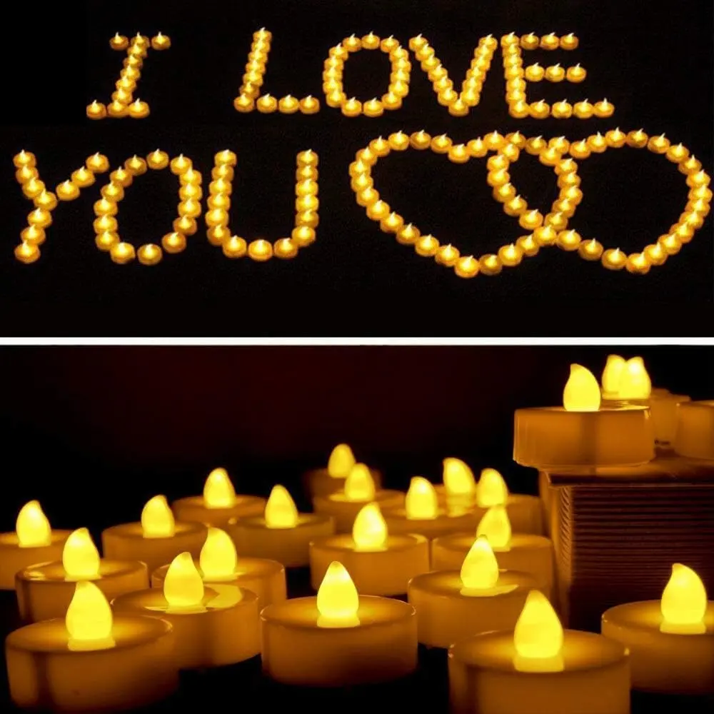 24 Pack Battery Operated Warm White LED Tea Lights, Realistic Flickering Flameless Candles 200H Long Lasting, Romantic Fake Tealight Candles with Batteries Included, Perfect for Proposal Scene Layout, Wedding, Romantic Dinner & Bedroom Decor