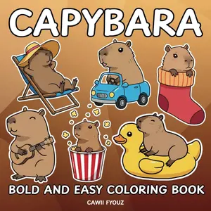 Capybara Coloring Book: Adorable Baby Capybara do Things, Bold and Easy Coloring Pages for Capybara Lovers for Stress Relief and Relaxation Paperback – April 5, 2025