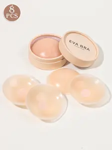 8 pieces of women's silicone ultra-thin nipple covers, with cute dots for protection, invisible and seamless breast pads, easy to carry, reusable, suitable for wedding dresses, commuting, bikinis, formal wear, and dresses.