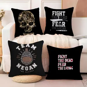 The W-walking dead Cushion Cover Soft Short Plush Fabric Double-Sided Print | Breathable Pillow Cover for Sofa Couch Bed | Skin-Friendly, Washable, Invisible Zipper, Anti-Dust Mite, Durable Material | Warm Winter Home Decor Gift | Washable Cushion Covers
