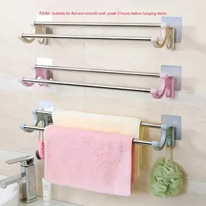 1pc Double Rod Towel Holder, Stainless Steel Towel Rack for The Bathroom, Wall-Mounted Towel Storage, Bathroom Accessory for Organizing And Storing Towels