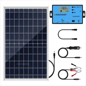 Portable Solar Panel with 50A/100A Controller, 1 Set 10W Solar Panel Charger, Outdoor Solar Panel Kit for Mobile Power, Solar Panels for Camping, Hiking, Car, Boat, Phone, Monitoring Solar Panel System