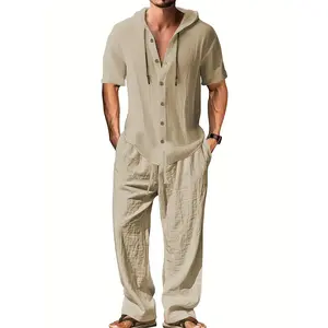 New Summer Two-Piece Set for Travel & Business — Loose, Fashionable, Versatile Casual Outfit with Hooded Short-Sleeve Shirt + Quick-Dry Pants, Unisex