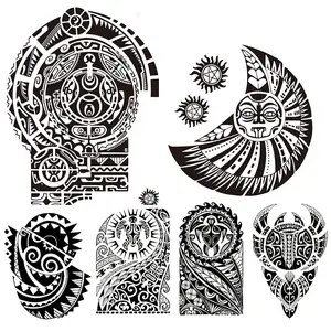 Men Tattoos, 4-Sheet Arm Tattoos and 2-Sheet Extra Large Temporary Tattoo Similar the Rock Arm Chest Big Body Tattoos Sticker Tribal Fake Black Tattoo