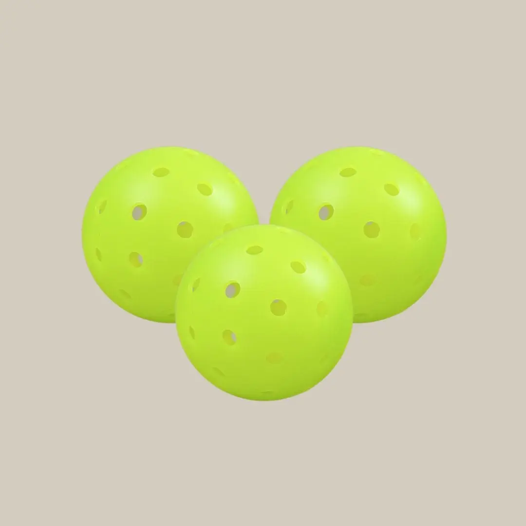 Outdoor Pickleballs Set (3 Neon Green Balls) - Durable, Smooth Surface for Great Bounce, Competitive Outdoor Play