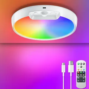 Rechargeable RGB Shower Light with Remote Wireless Battery Operated Motion Sensor Ceiling Light