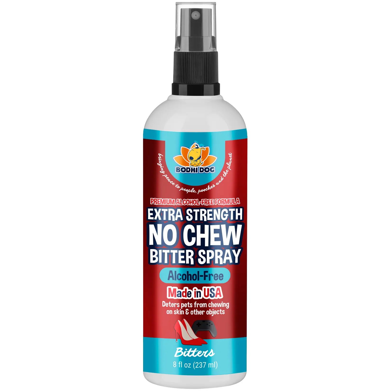 Extra Strength No Chew Bitter Spray for Dogs and Puppies - Deters Chewing and Biting, Calms and Relieves Hot Spots - Cruelty-Free and Safe for Various Surfaces - Made in the USA by Bodhi Dog