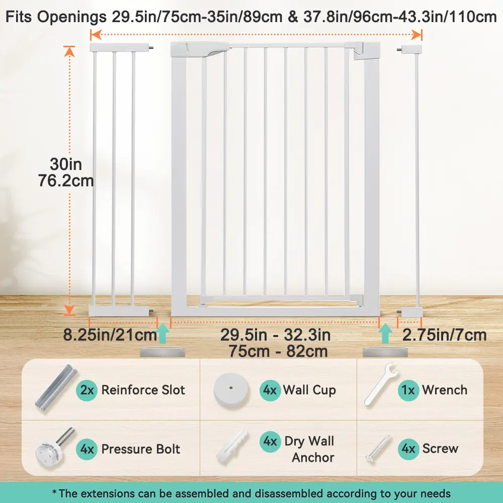 White - 30''Tall, 29.5‘’-43.3‘’Wide