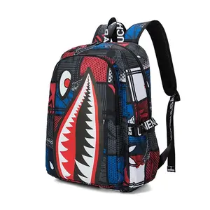 Spider-Man X Shark Mouth Backpack, Trendy Comic Style Student Bag, Large Capacity Casual Travel Backpack, Stylish Casual Daypack, All Seasons Use