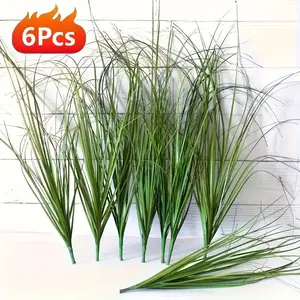 6pcs Outdoor Decorative Artificial Reed Grass, Authentic Greenery Stems for Indoor/Outdoor Decoration, Suitable for Home, Hotel, Office, Wedding, Party, Family Garden, Porch, Cottage Decor, Courtyard, Window Fram(Container Not Included)