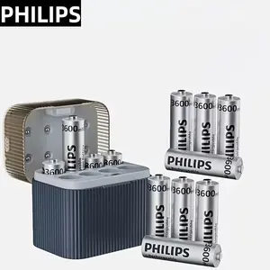 PHILIPS 8-Pack AA Rechargeable Batteries with Charger -3600mWh 1.5V, Long-Lasting, Built-in Storage Box