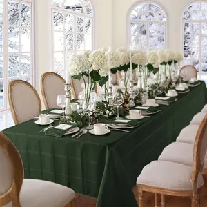 Elegance Plaid Stain & Water Resistant Tablecloth - 60" x 120" Rectangle - Holly Green - Elrene Home Fashions