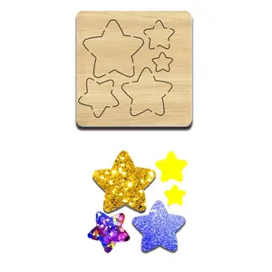 Wooden Star Shaped Cutter, 1 Count Reusable Star Shaped Cutter, DIY Scrapbooking & Stamping Tool for Most Machines
