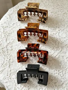 4 PCS Extra Large Claw Clips for Thick Hair, 4 Inch Square Hair Clips for Women, Strong Hold Double Teeth Claw Clip for Hat, Non Slip Rectangle Jaw Clips Hair Accessories, Hair Clip Set, Hair Claws Set, Ideal for high ponytail, messy bun