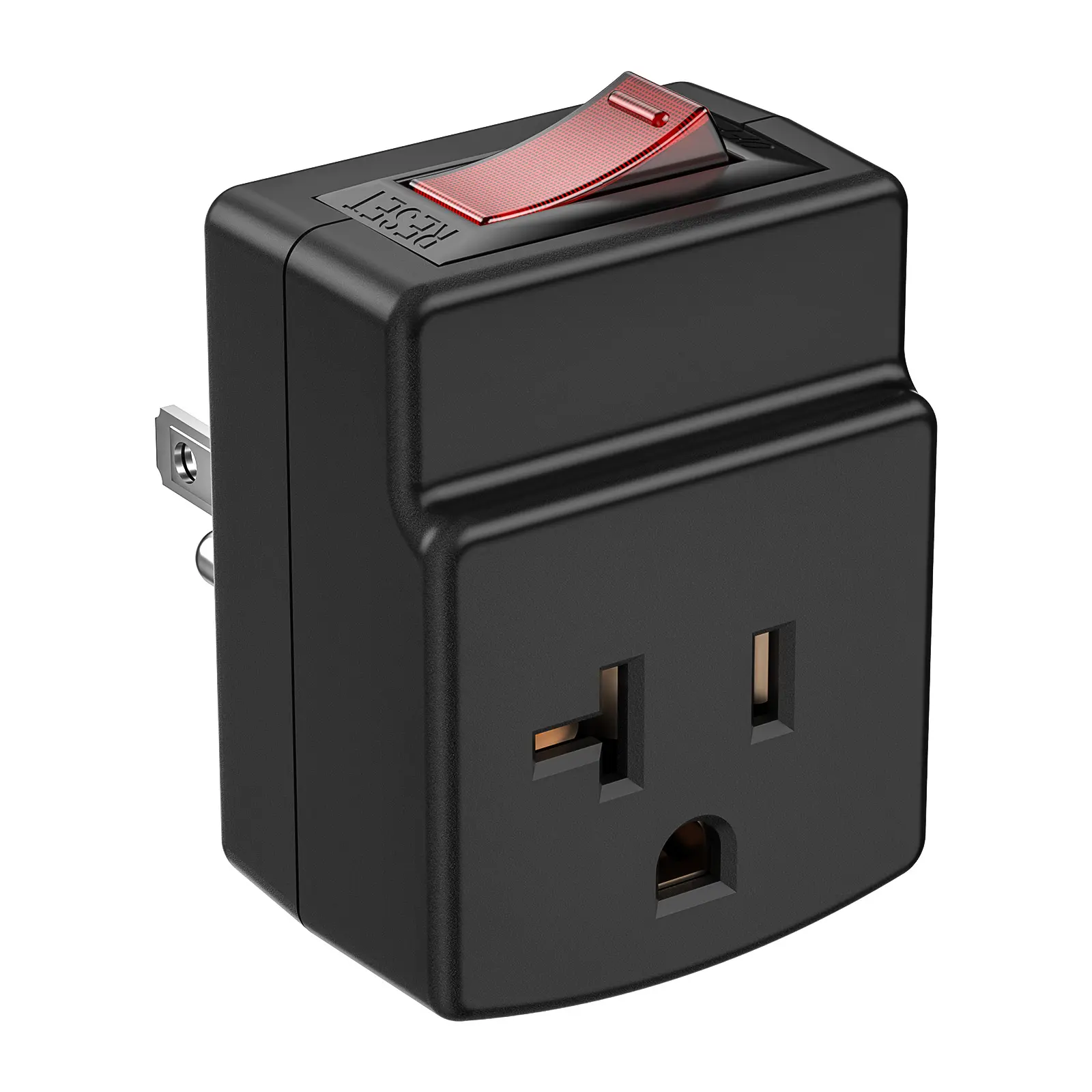 CRST NEMA 5-15P to 5-20R Power Outlet Plug Converter, 15A Rating 15A/1,875W Adapter with Built-In Overload Stop Circuit Breaker, ETL Listed