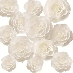 24 paper towels flower crepe paper flower decoration large paper flower wedding birthday bridal shower kindergarten wall background decoration table center decoration (white)