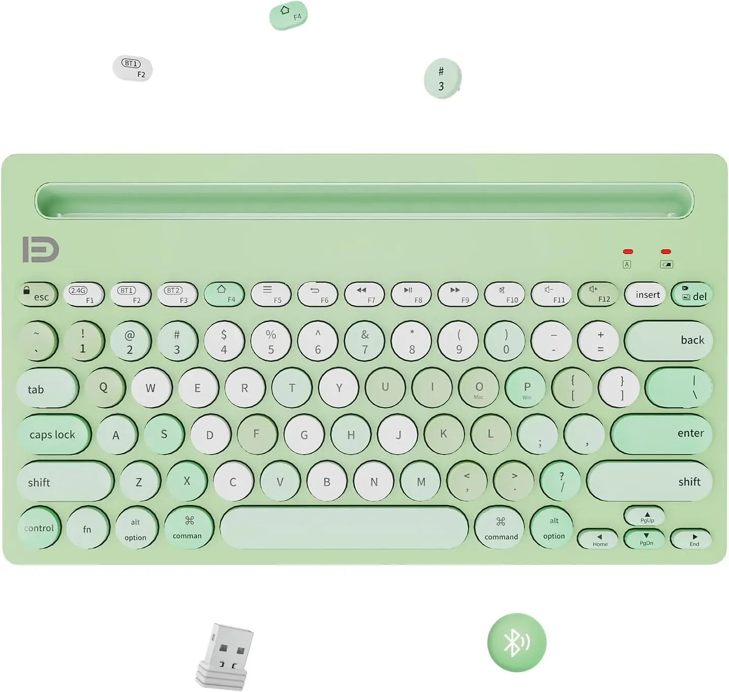 Wireless Bluetooth Keyboard for Mac, iPad, iPhone, PC, and Android—Connect Up to 3 Devices, Portable 79-Key Retro Typewriter Style, Black