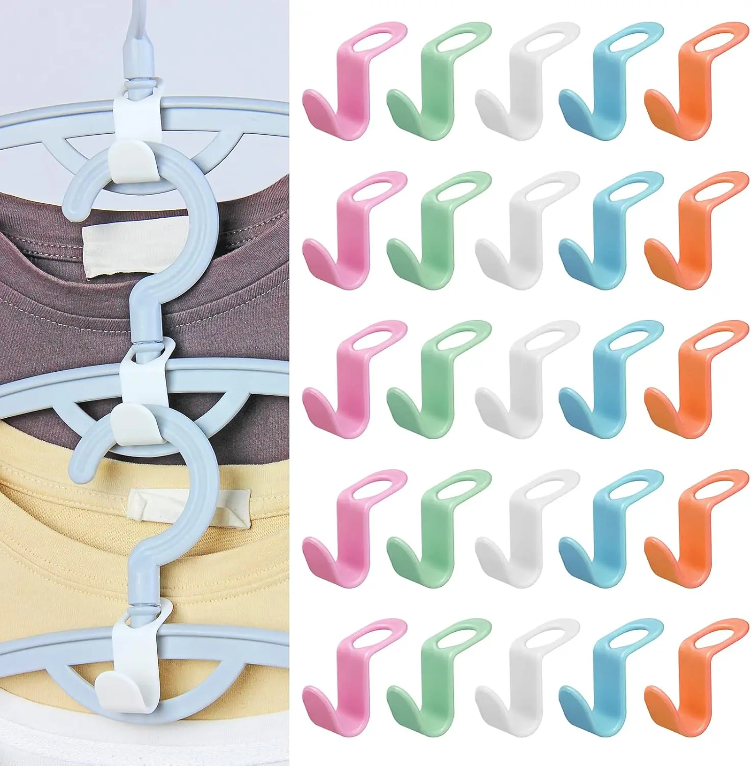 50PCS Space-Saving Extender Hooks, Clothes Connector for Plastic Holders, Hanging Closet Organizer (Bag Accessory)