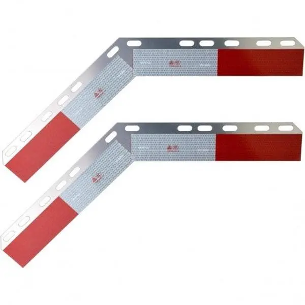 TORQUE Automotive Angled Reflective Aluminum Mud Flap Hangers, 14.25"x12.25" 135-Degree Strips, Pair for Semi Truck & Semi Trailer (TRMFHREFA1412)