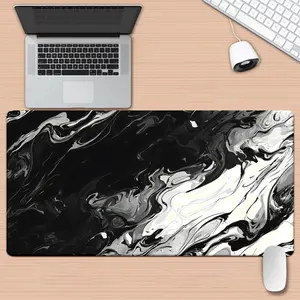 1pc 11.8x31.5in Large Black and White Wave Design Gaming Mouse Pad | Anti-Slip Desk Mat for PC, Laptop, Office, and Home Use - Smooth Surface - Modern Minimalist Style - Made of Diatomite and Rubber