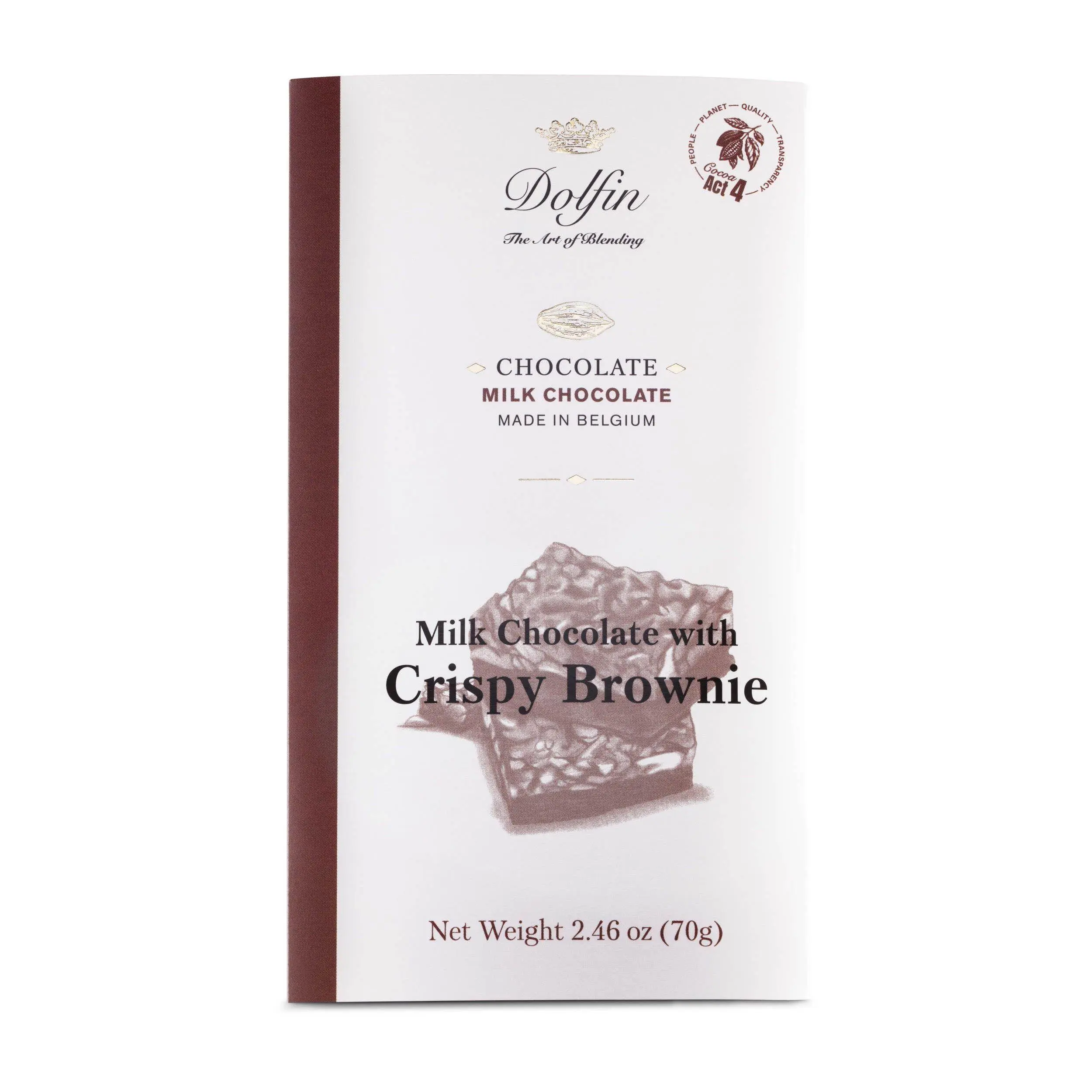 Dolfin - Milk Chocolate Bar with Crispy Brownie - Belgium Import