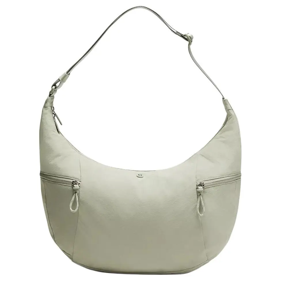 Lululemon Mist Green Nylon Tote Bag - Large Slouchy, 13L, Logo-Accented, Adjustable Strap, Multi-Functional Nylon Purse for Men & Women, Adjustable Strap Bag
