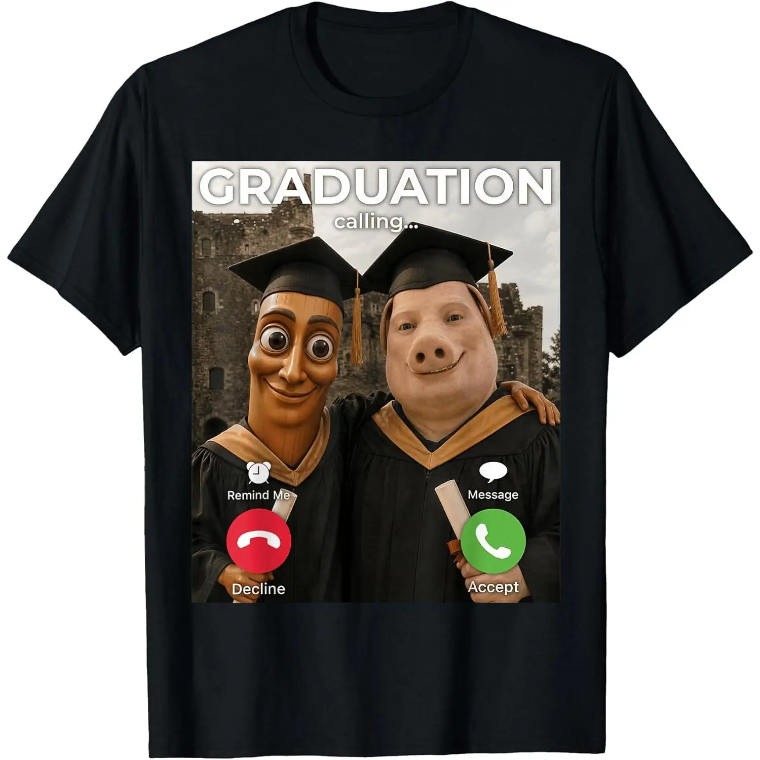 Women's Men Tung Sahur John Pork Graduation Calling Funny Senior 2026 T-Shirt Summer Pure Cotton Short Sleeved Streetwear Gifts Unisex